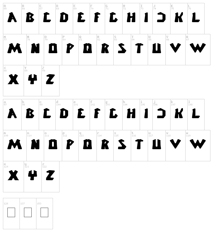 Chunky Bar font map